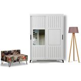 PASİFİC HOME Huga Sürgülü 2 Kapaklı Aynalı Gardırop, Beyaz ,120cm