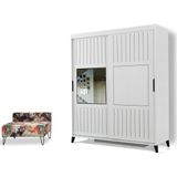 Pasific Home Huga Sürgülü 2 Kapaklı Aynalı Gardırop, Beyaz , 150 cm