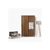 PASİFİC HOME Huga Sürgülü 2 Kapaklı Aynalı Gardırop, Ceviz ,120cm