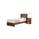 Pasific Home Huga Tek Kişilik 120X200 Karyola Komodin Takım, Ceviz