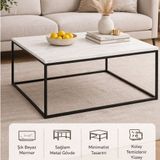 Pasific Home Poly Beyaz Mermer Orta Sehpa