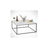 PASİFİC HOME Poly Metal Ayaklı Kare Orta Sehpa, Beyaz Mermer