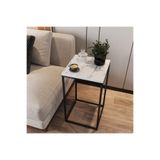 Pasific Home Pure Kare Yan Sehpa Metal Servis Sehpası ,Beyaz Mermer