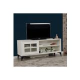 Pasific Home Revival Metal Ayaklı Sürgülü Tv Ünitesi,125 Cm, Ahşap Beyaz