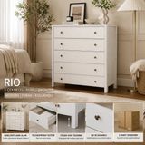 Pasific Home Rio 5 Çekmeceli Ayaklı Şifonyer Beyaz 110 cm Yükseklik 100 cm Genişlik Modern Tasarım