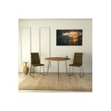 Pasific Home Sandalf Metal Ayaklı Yuvarlak Yemek Masası, Koyu Meşe, 90X90