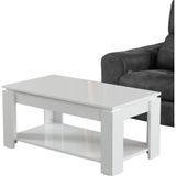Pasific Home Shelf Raflı Orta Sehpa, Dikdörtgen Sehpa, Parlak Beyaz