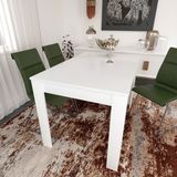 Pasific Home Single Mutfak Yemek Masası, 120x80 cm, Dikdörtgen, Parlak Beyaz