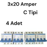 Pasifik 3X20 Amper C Tipi W Otomat 4 Adet 1 Kutu