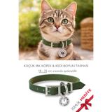 pasiole Kedi-köpek Boyun Tasması İsimlik Hediyeli Ayarlanabilir Kedi & Küçük Irk Köpek Boyun Tasması Haki