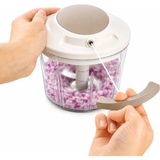 Paslanmaz 3 Bıçaklı Ipli Rondo, Sebze Meyve Kuruyemiş Için Taşınabilir Manuel Çekmeli Doğrayıcı, Hızlı Pratik ve Ergonomik, Plastik, 700 ml (Bej) - 001 - Beyaz - 0,5 ml