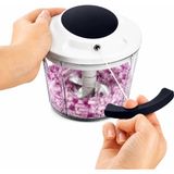 Paslanmaz 3 Bıçaklı Ipli Rondo, Sebze Meyve Kuruyemiş Için Taşınabilir Manuel Çekmeli Doğrayıcı, Hızlı Pratik ve Ergonomik, Plastik, 700 ml (Koyu Antr - Çok Renkli