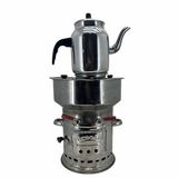 Paslanmaz 304 Çelik 7 Litre Çift Hazneli Demlikli Semaver