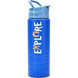 Paslanmaz 304 Çelik Matara Pipetli Motivasyon Matarası Suluğu 304 Çelik Suluk Mavi 750 ml 1156 - Çok Renkli