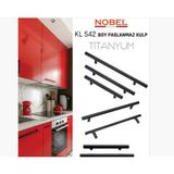 Paslanmaz Boy Kulp Nobel Titanyum 192 Mm | Modern Dolap & Çekmece Kulpu | 5’Li Paket