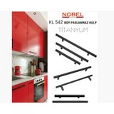 Paslanmaz Boy Kulp Nobel Titanyum 320 Mm | Modern Dolap & Çekmece Kulpu | 5’Li Paket