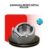 Paslanmaz Çakmaklı Küllük Modern Masa Üstü Aksesuar P130161s7294