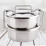 Paslanmaz Çelik 15cm 2li Sefer Tası 1,6 Lt 2 Kişilik Isıtmalı Yemek Taşıma Kabı 800ml X2 100 Metal
