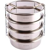 Paslanmaz Çelik 17X7CM 4 Kaplı Isıtılabilir Sefer Tası 5-6 Kişilik Yemek Taşıma Kabı 1000ML - Çok Renkli - 1 Adet