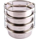 Paslanmaz Çelik 17x7cm 4 Kaplı Isıtılabilir Sefer Tası 5-6 Kişilik Yemek Taşıma Kabı 1000ml