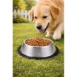 Paslanmaz Çelik 22 cm. 500 ml. Gri Kaymaz Taban Kedi Köpek Mama Ve Su Kabı mt251