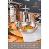 Paslanmaz Çelik 22 cm Tava, Indüksiyon Tabana, Kapaksız, Dayanıklı ve Şık Tasarım - Seçenek 1 - Altın - Gümüş - Bakır