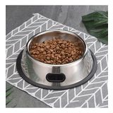 Paslanmaz Çelik 250 ml Gri Kaymaz Taban Kedi Köpek Mama ve Su Kabı CIN569