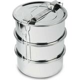 Paslanmaz Çelik 3lü Sefer Tası 1.5lt 2-3 Kişilik Yemek Taşıma Kabı 500ML X3 Isıtılabilir %100 Metal - 1 Adet