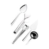 Paslanmaz Çelik 5li Servis Maşa Spatula Kaşık Izgara Kepçe Takımı Seti - standart