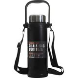 Paslanmaz Çelik 800ML Omuz Askılı El Tutacaklı Süzgeçli Termos Mug - AL5025 (Siyah) - Çok Renkli