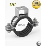 Paslanmaz Çelik Ağır Yük Kafalı Boru Kelepçesi Krom 304 Kalite - 3/4'' (2 ADET)