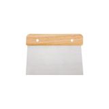 Paslanmaz Çelik Ahşap Saplı Hamur Pasta Börek Kek Şekillendirici Kesici Kazıyıcı Spatula, 14x10 cm