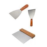 Paslanmaz Çelik Ahşap Saplı Hamur Pasta Börek Şekillendirici Kesici Spatula 3 Lü Set Çok Renkli