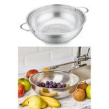 Paslanmaz Çelik Ayaklı Makarna Süzgeci, Metal Kulplu Kevgir Süzgeç, Ayaklı Makarna Süzgeci 26 Cm