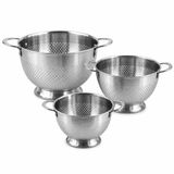 Paslanmaz Çelik Ayaklı Süzgeç 3’lü Set | 1,5 L + 3 L + 5 L Makarna, Sebze ve Meyve Süzgeci