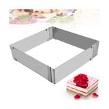Paslanmaz Çelik Ayarlanabilir Kare ve Dikdörtgen Kek Kalıbı - 10 x 10 cm