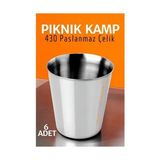 Paslanmaz Çelik Bardak Seti Kamp Piknik Bardağı 6 Adet 721504 - Siyah