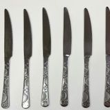 Paslanmaz Çelik Boncuk Md22cm Yemek Bıçağı 6 Adet Orta Kalite Bıçak Günlük Kullanım İçin Sofra Seti