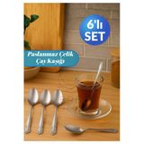 Paslanmaz Çelik Çay Kaşığı 6’Lı – 11 Cm – Dayanıklı 18/10 Çelik İnce Desenli