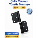 Paslanmaz Çelik Cerman Yönsüz Kapı Menteşesi, Siyah, 12 mm, Mobilya ve Dolap Kapıları için Dayanıklı Metal