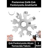 Paslanmaz Çelik Çok Fonksiyonlu Alyan Tornavida Takımı Kar Tanesi Anahtarlık Konserve Açıcı - Tek Ebat - Açık Lila