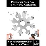 Paslanmaz Çelik Çok Fonksiyonlu Alyan Tornavida Takımı Kar Tanesi Anahtarlık Konserve Açıcı