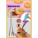 Paslanmaz Çelik Dolgu Duyu–puf Başlığı, Krema Torbası Şanti Dolum Ucu, Pasta & Tatlı Süsleme Aparatı
