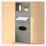 Paslanmaz çelik duş nişi, entegre çöp kutusu, banyo ve mutfak için su geçirmez gömme depolama rafı, yerden tasarruf sağlayan düzenleyici (gri, 20 x 63 x 13,5 cm)