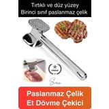 Paslanmaz Çelik Et Dövme Çekici Tokmağı Çift Taraflı Ezme Yumuşatma Aparatı Biftek Tavuk Sığır