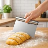Paslanmaz Çelik Hamur Kazıyıcı, Ergonomik Saplı, Çok Amaçlı Hamur Kesici ve Tezgah Temizleyi