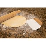 Paslanmaz Çelik Hamur Kesici – Ölçekli, Meşe Saplı, Ergonomik Kazıyıcı (15.5 x 11 cm)