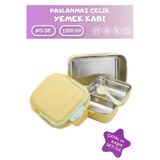 Paslanmaz Çelik İki Katlı İlk Ve Orta Okul Piknik Çatal Kaşık Setli Yemek Ve Beslenme Kabı 1300 Ml