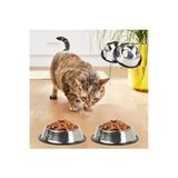Paslanmaz Çelik Kedi Mama Ve Su Kabı, Köpek Çelik Mama Kabı, Kaymaz Lastikli Taban, Dayanıklı Besleme Tası, Kolay Temizlenebilir, 8 Oz/250 Ml (2 Adet) (2 Adet 16 Cm)