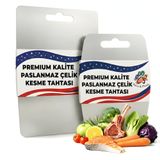 Paslanmaz Çelik Kesme Tahtası Seti 2 Parça - Premium SUS 304 Çift Taraflı Kesme Tahtası - Bulaşık Makinesinde Yıkanabilir - Bebekler icin Guvenli - Mutfak, Et, Tavuk, Balik, Sebzeler